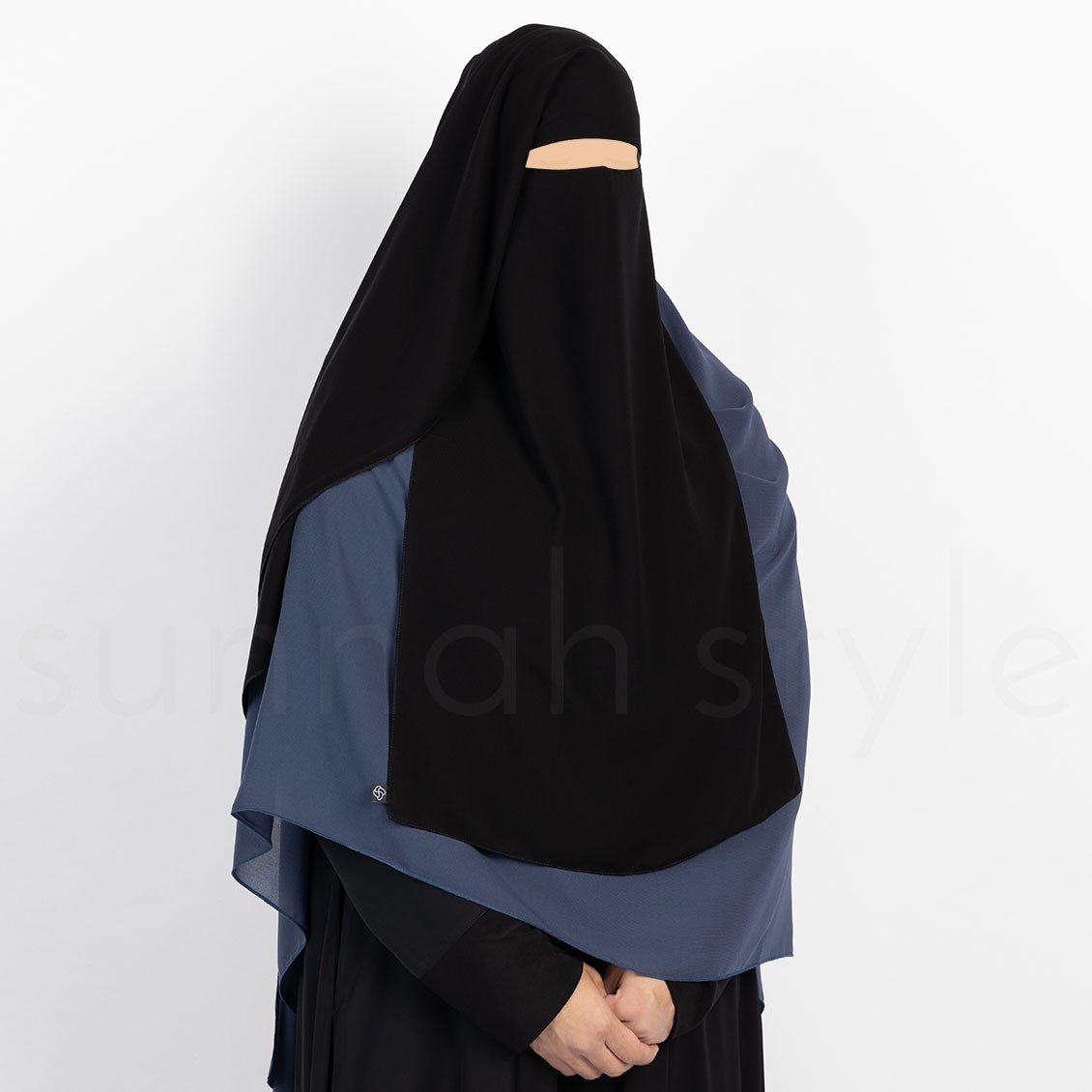 Sunnah Style Long Three Layer Niqab Black